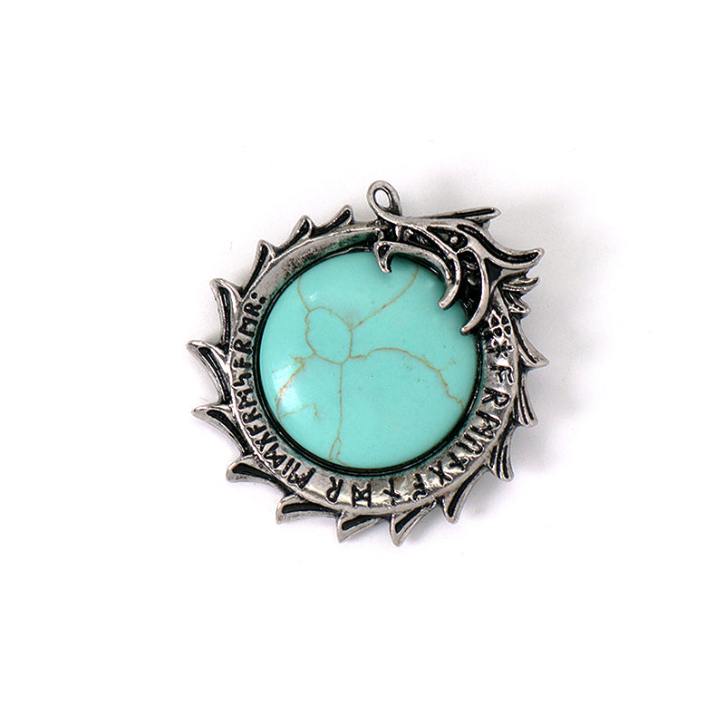 Factory Healing Stone Dragon Charm Pendant Jewelry Custom Wholesale Black Plated Natural Stone Dragon Ball Pendant For Necklace