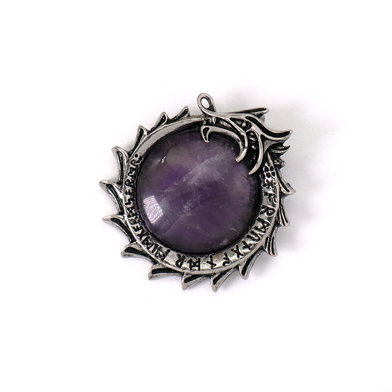 Factory Healing Stone Dragon Charm Pendant Jewelry Custom Wholesale Black Plated Natural Stone Dragon Ball Pendant For Necklace