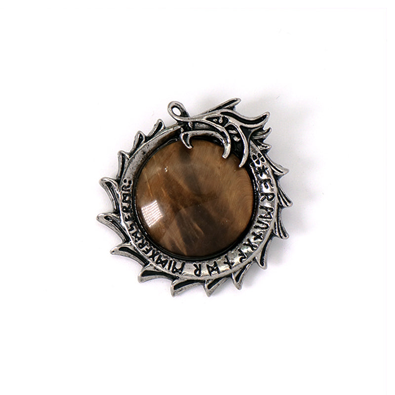 Factory Healing Stone Dragon Charm Pendant Jewelry Custom Wholesale Black Plated Natural Stone Dragon Ball Pendant For Necklace