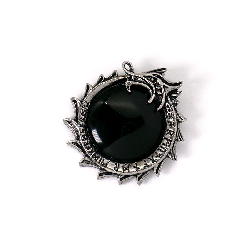 Factory Healing Stone Dragon Charm Pendant Jewelry Custom Wholesale Black Plated Natural Stone Dragon Ball Pendant For Necklace