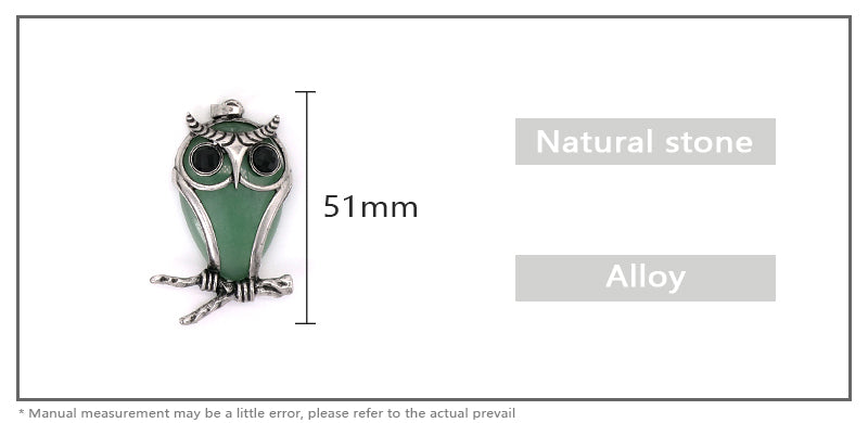 Custom China Factory Wholesale Healing Stone Alloy Owl Charm Pendant Jewelry Black Plated Natural Stone Owl Pendant For Necklace