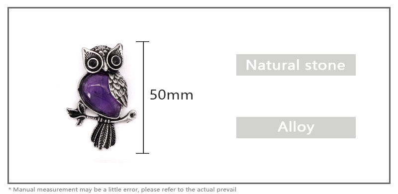 Customized Wholesale Healing Stone Alloy Owl Charm Necklace Pendant Black Plated Owl Natural Stone Pendant For Jewelry Making