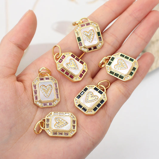 Various Color DIY China Factory Custom Shell Heart Charm Pendant Jewelry CZ Gold Plated Natural Shell Heart Pendant For Necklace