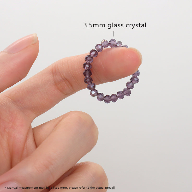 Fashion Simple Women Jewelry Manufacture Wholesale Factory Handmade Custom Elastic Purple Glass Crystal Sparkly Beaded Ring