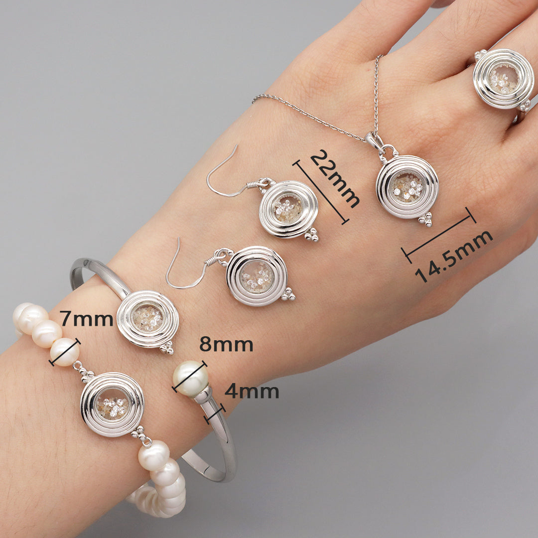 High Quality Wholesale Fashion Manufacture China Factory Custom Women Fresh Water Pearl CZ Round Glass Mirror Rhodium Plated 925 Sterling Silver Bracelet Necklace Earrings Rings Jewelry Set